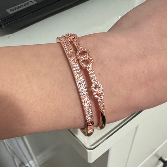 Lenovo Rose Gold Women's Bangle Bracelet Set - Sparkling Duo - Picture 2 of 3